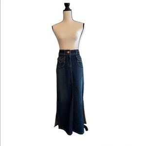 Vezucci Maxi Denim Skirt
